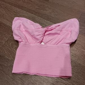 Blanco By Nature Pink Smocked Bandeau Crop Top Sz M New